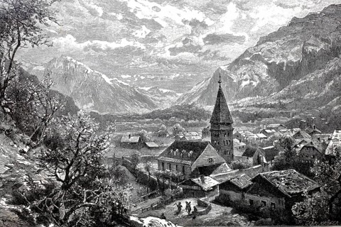 Meyringen, Meiringen, 1890, village in the administrative district of Interlaken-Oberhasli in the
