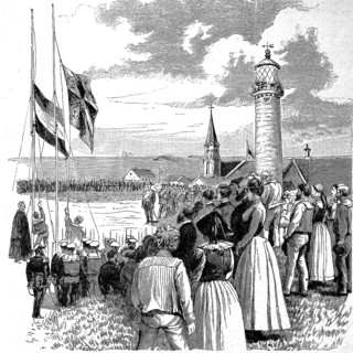 The Raising of the Imperial Standard on Heligoland, 1890, Germany, Historical, authentic, digitally
