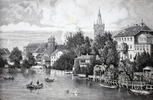 At the castle pond in Königsberg in Prussia, around 1890, Germany, today Kaliningrad in Russia,