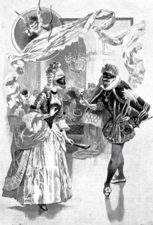 Madame Pompadour and Marquis Posa at a masked ball. Jeanne-Antoinette Poisson, dame Le Normant