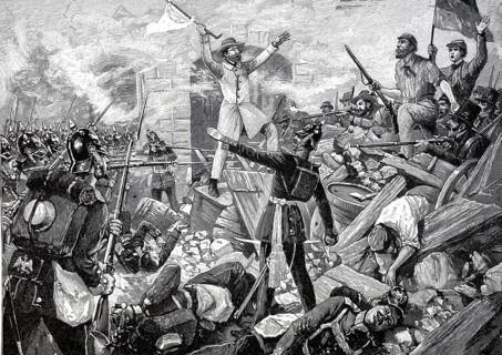 The deputy Rösler announces the armistice in the Frankfurt street fight on 18 September 1848,