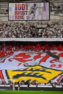Scoreboard, Choreo, Choreography, Fan campaign 100 years chest ring, VfB Stuttgart, Bundesliga,
