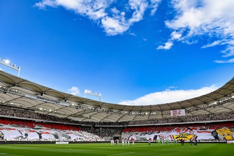 Choreo, choreography, fan action 100 years chest ring, VfB Stuttgart, Bundesliga, MHPArena, MHP