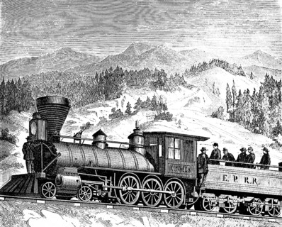 Locomotive for the Pacific Railway, steam locomotive, inscription EPRR, Pacific Railway, railway,