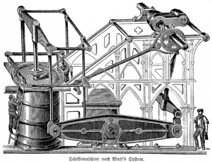 Scottish inventor and engineer James Watt, steam navigation, boiler, engine, machine, piston,