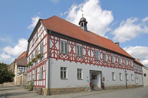 Historic town hall, market square, Heldburg, Thuringia, Germany
