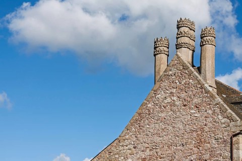 Artistically designed chimneys at Chateau la Roche Jagu, 15th century, commune of Ploëzal,