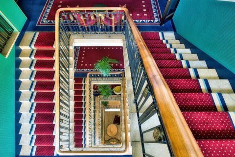 Colourful staircase in a hotel, Lucerne, Switzerland