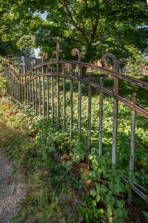 Historic metal fence bordering the former municipal abattoir, 19th century, Offenburg,