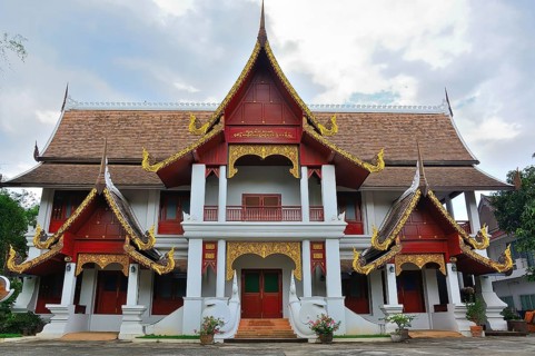 Traditional thai temple showcasing intricate details, vibrant colors, and unique architectural