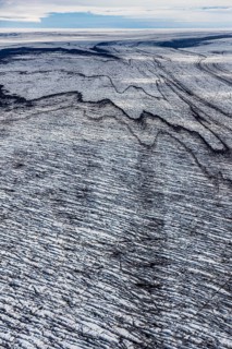 Glacier, crevasses, ice, aerial view, black ice, climate change, summer, Skeidararjökull,