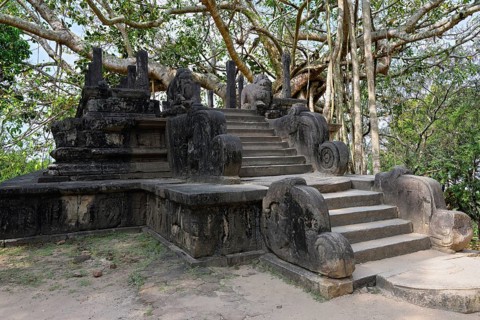 Ruins of the Council chamber or Raja Vaishyabhujanga Mandapa, Polonnaruwa ruins of the garden-city