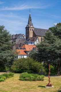 Town view, church at the market, Kettwig, Essen, Rur region, North Rhine-Westphalia, Germany