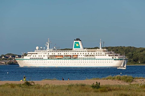 Cruise ship Germany, Laboe, Kiel Fjord, Schleswig-Holstein, Germany