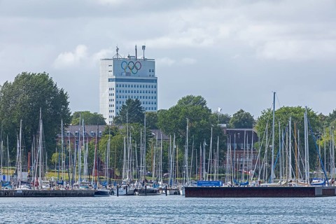 Mercator Tower, also known as the Olympic Tower, Wik sports harbour, Kiel, Schleswig-Holstein,