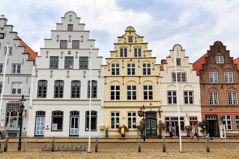 Historic stepped gabled houses on the market square, Dutch merchants' houses in the old town,