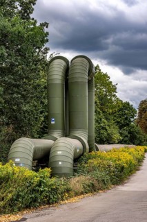 Iqony district heating pipes in Herne, U-shaped expansion bend for length compensation through