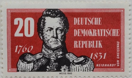 August Neidhard, Graf von Gneisenau, 1760, 1831, Prussian Field Marshall, portrait on a German post