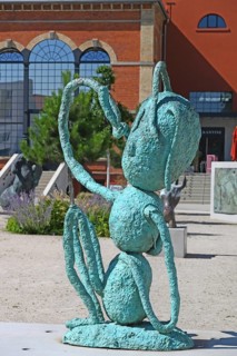 Sculpture Blowing the horn by Joakim Ojanen 1985, Sculpture Park, Offenburg, Baden-Württemberg,