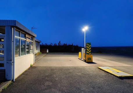 Petrol station vending machine with self-service day and night in rural surroundings in the