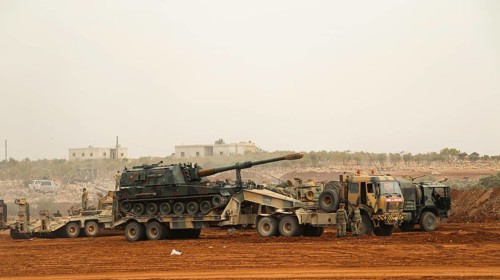 A Turkish Army tank participating in the expulsion of ISIS militias from northern Syria. Aleppo,