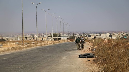 Syrian opposition fighters during battles with ISIS in northern Syria. Counterterrorism. Aleppo,