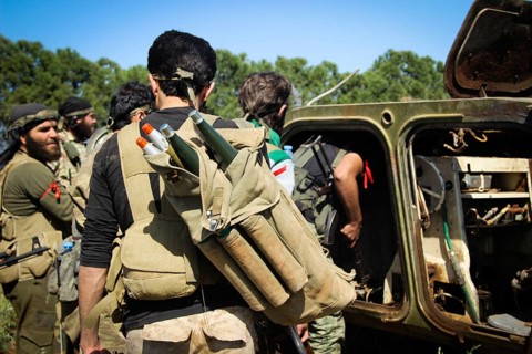 Syrian opposition fighters during battles with ISIS in northern Syria. Counterterrorism. Aleppo,
