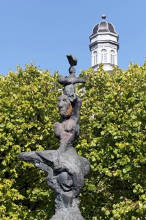 The Ugly Greets the Beautiful I, bronze sculpture by sculptor Markus Lüpertz, Bensberg Castle,