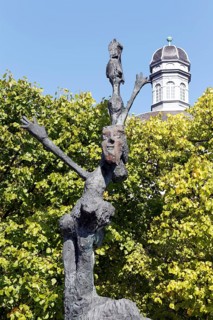 The Ugly Greets the Beautiful II, bronze sculpture by sculptor Markus Lüpertz, Bensberg Castle,