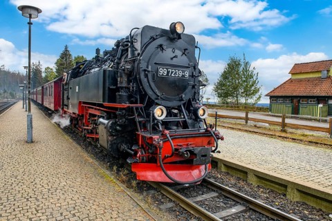 View of steam locomotive steam locomotive of Harz narrow-gauge railway narrow-gauge railway