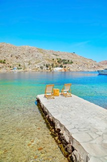 Path leading to the turquoise waters of Nimborio Beach, Nimborio, Symi Island, Dodecanese Islands,