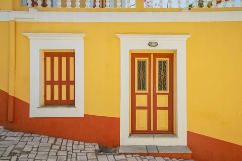 Traditional house, Gialos, Symi Island, Dodecanese Islands, Greece