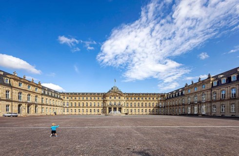 New Palace with Palace Square. Stuttgart, Baden-Württemberg, Germany