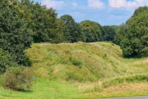 The main rampart, part of the Danewerk rampart system. Danewerk, part of the Haithabu and Danewerk