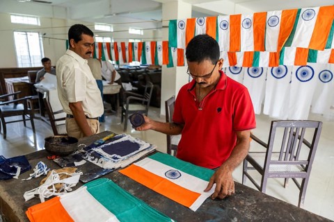 Employees of the Assam Khadi and Village Industries Board working in a manufacturing unit of Indian
