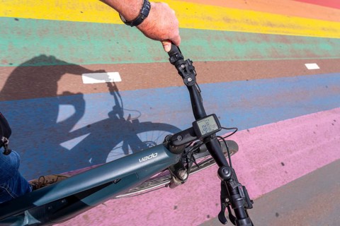 Rainbow cycle path through the university campus in Utrecht Science Park, 570 metres long, Utrecht