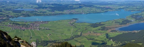 Panorama from Tegelberg, 1881m, on Schwangau, Waltenhofen, Hopfensee, Forggensee and Bannwaldsee,