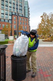 Washington, DC USA - 27 November 2025 - On Thanksgiving Day, a Hispanic worker is on the job