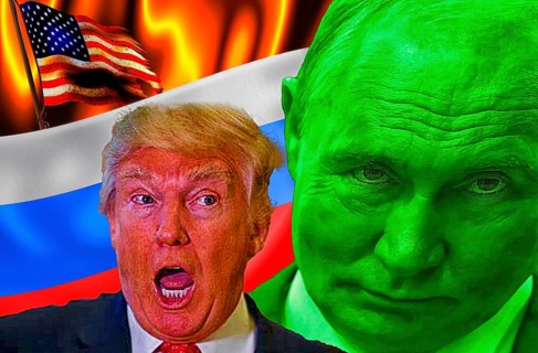 Symbolic image, Trump deals with Putin over Ukraine, sells land to war criminals, US democracy in