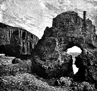 Basalt columns on the coast of Scotland, basalt columns, alkaline effusion rock, formation, Great