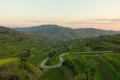 Texas pass in Kaiserstuhl at sunset, autumn. Baden-Württemberg, Germany