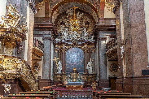 Interior of the Crucifixion Church in Prague, Czech Republic