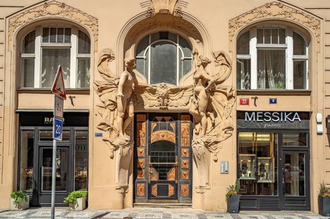Art Nouveau portal in Prague, Czech Republic