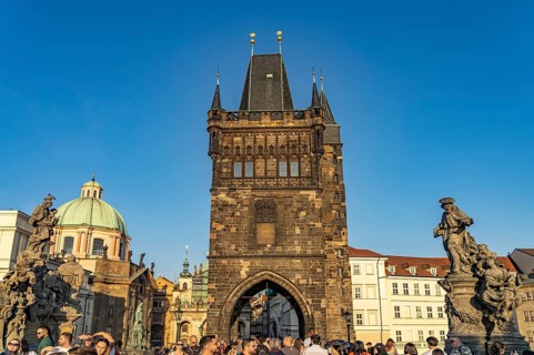 The Gothic Old Town Bridge Tower in Prague, Czech Republic