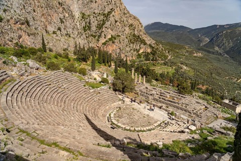 The Theatre of Delphi, Archaeological Site of Delphi, UNESCO World Heritage Site in Delphi, Greece