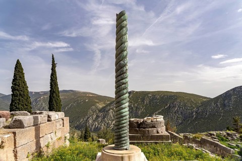 The Serpent Column, Delphi Archaeological Site, UNESCO World Heritage Site in Delphi, Greece