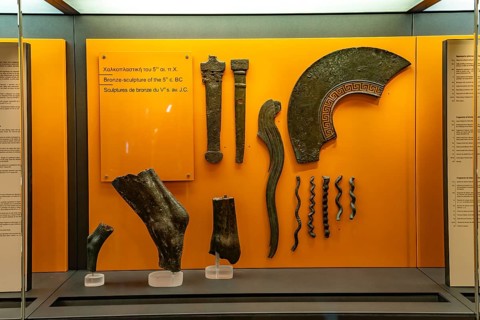 Bronze sculptures in the Delphi Archaeological Museum, UNESCO World Heritage Site in Delphi, Greece