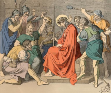 Biblical story, Jesus is crowned with thorns, crown of thorns, biblical episode in which Roman