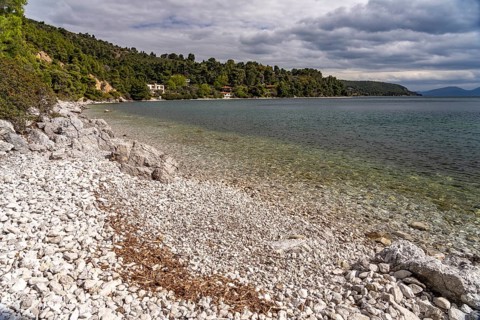 Beach near Dafni on the island of Euboea or Evia, Greece