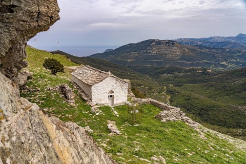 Small church on Mount Ochi near Styra, Euboea or Evia island, Greece